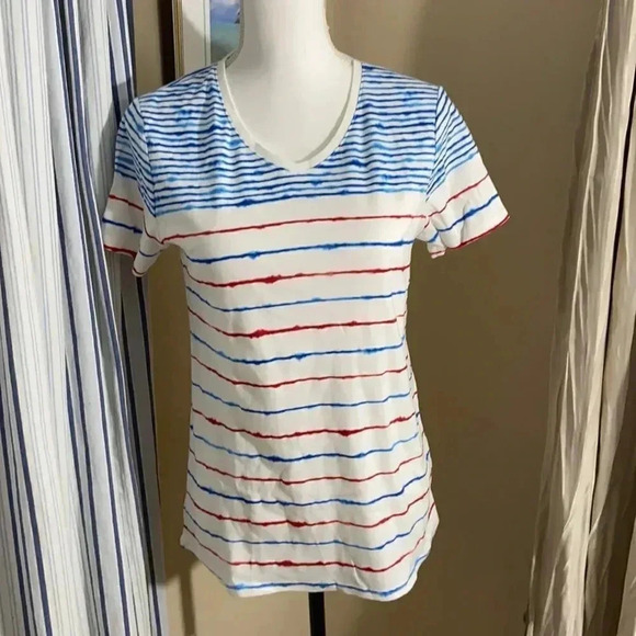 NWOT Red, white and blue striped tee size M - Picture 1 of 5